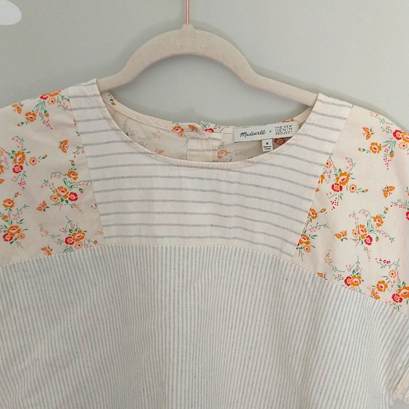 Madewell x The New Denim Project Patchwork Top In Railroad Stripe - Picture 8 of 15